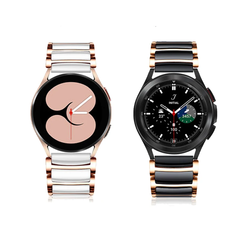 Elegant Ceramic & Stainless Steel Watchband Bracelet - Premium Metal Strap 40mm/44mm