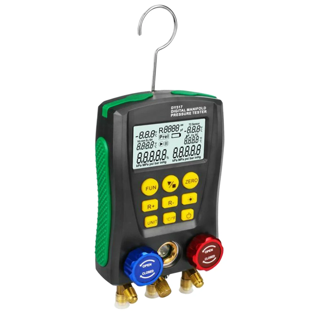 Digital Vacuum Pressure Manifold Tester Meter HVAC Temperature Test