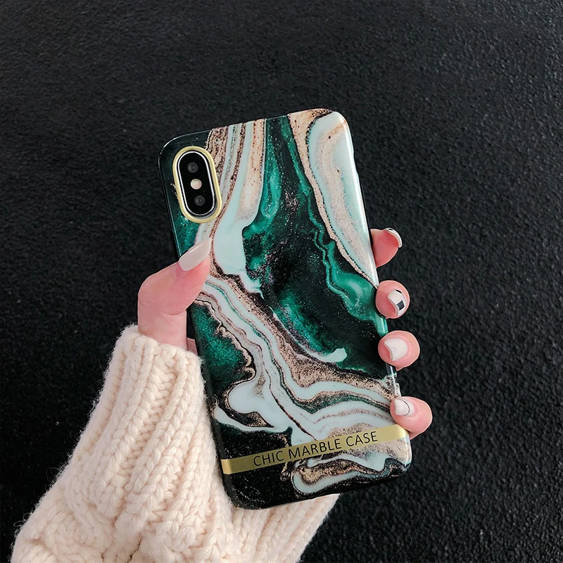 

Popular luxury agate marble Case For iphone XS Max XR XS Glossy soft silicon case for iphone 6 6s 7 8 plus phone case cover capa