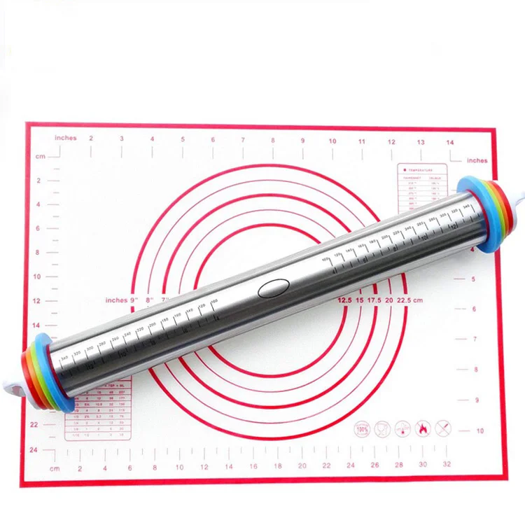 Кухонная утварь из нержавеющей стали тесто палочка инструмент для выпечки коврик со шкалой Rollpin тесто пицца выпечка пирог печенье инструменты для выпечки