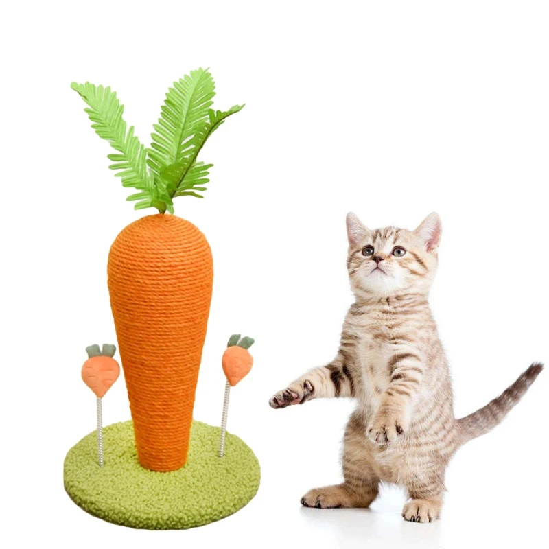 Cat Scratching Post Cute Carrot Shape Design Kitten Natural Sisal