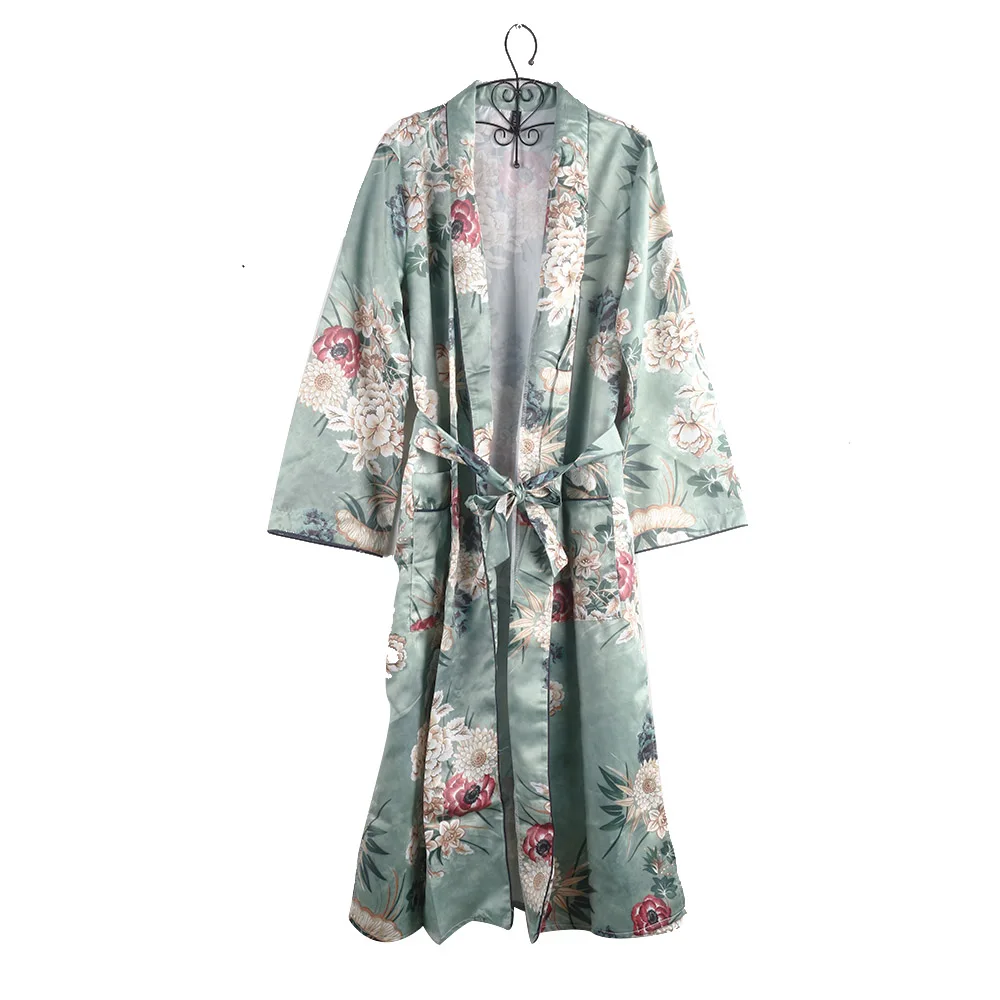 

Silk Robes for Women Fashion Print Lingerie Robe Beach Long Blouse Shirts Satin Robe Japanese Chinese Sexy Kimono Robe Cardigan