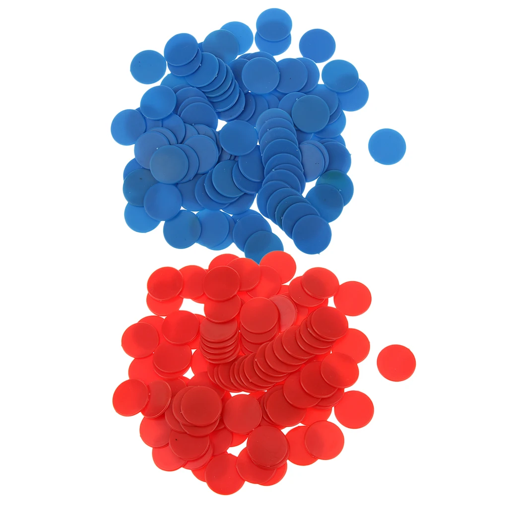 200X Opaque Plastic Board Game Currency Counters Numeracy Teaching Red Blue