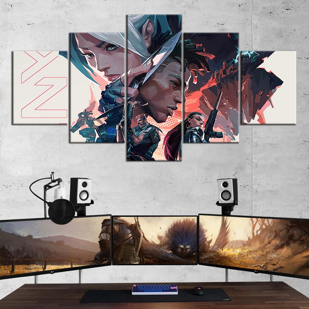 5 PCS Valorant Oil Painting Jett Phoenix Reyna Brimstone Oil Painting