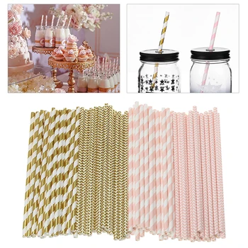 

100pcs Paper Straws Striped Disposable Paper Straws Mixed Colorful Drinking Straw Baby Shower Wedding Birthday Party Bar Decor