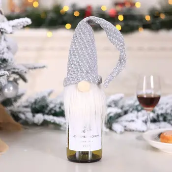 

2pcs/set Long Hat Swedish Gnome Santa Plush Wine Bottle Cap Cover Kids Christmas Gifts Home Decor