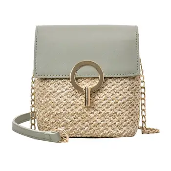 

Fashion Straw Bucket Ladies Crossbody Handbag Travel Purse Shoulder Bag Leisure Shopping Messenger For Women 2019 Bolsas Mujer