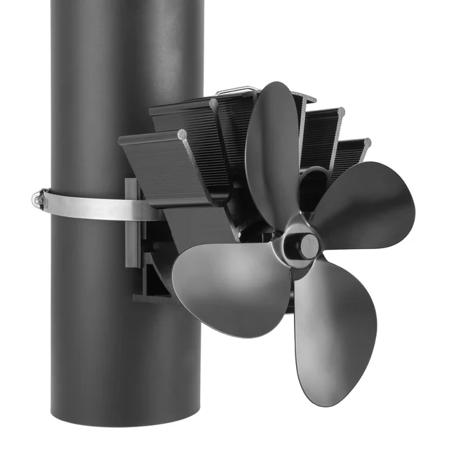 1Pc YL603P Hanging Pipe Stove Fan Pipe Stove Fan with Thermometer 4 Blades  Heat Powered Stove Fan for Wood/Log Burner/Fireplace