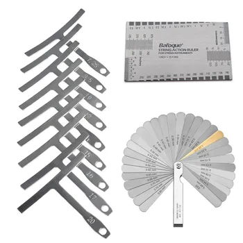 

Guitar Luthier Measuring Tools Kit Set String Action Ruler, 9 Understring Radius Gauge, 32 Blade Feeler Gauge for Guitar Repair