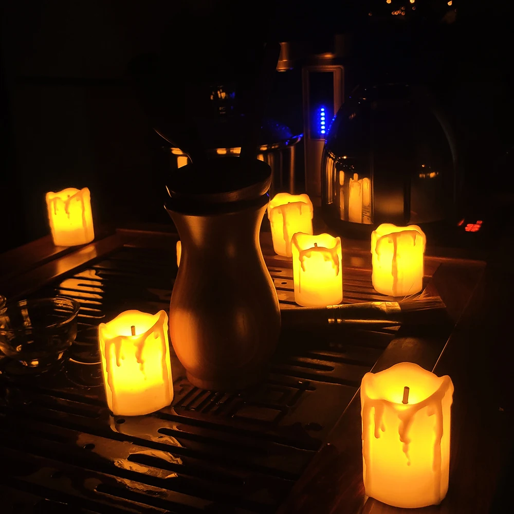 Realistic and Bright Flickering Battery Operated Flameless LED Tea Light, Pack of 12, Electric Fake Candle in Warm White Realistic and Bright Flickering Battery Operated Flameless LED Tea Light, Pack of 12, Electric Fake Candle in Warm White
