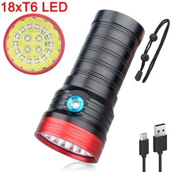 

1PC LED Flashlight T6 18SMD Torch Flash Light 3-Modes USB Rechargeable Lanterne Night Lamp for Hiking Hunting Camp BBQ
