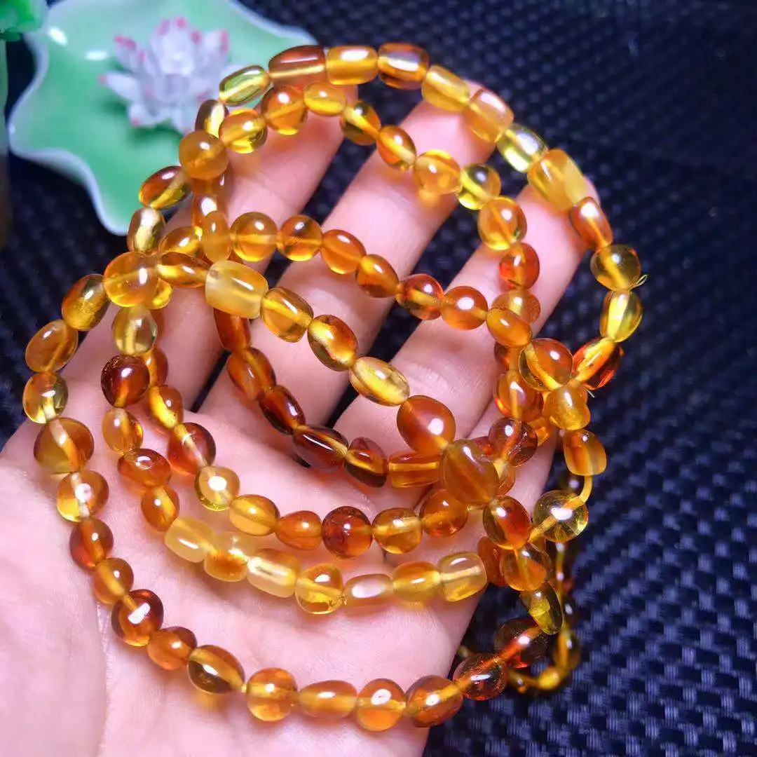 

2020 Newly Natural Blood Red Yellow Amber Gemstone Oval Beads Bracelet 7mm Healing Stone Fashion Women Men Jerwelry AAAA