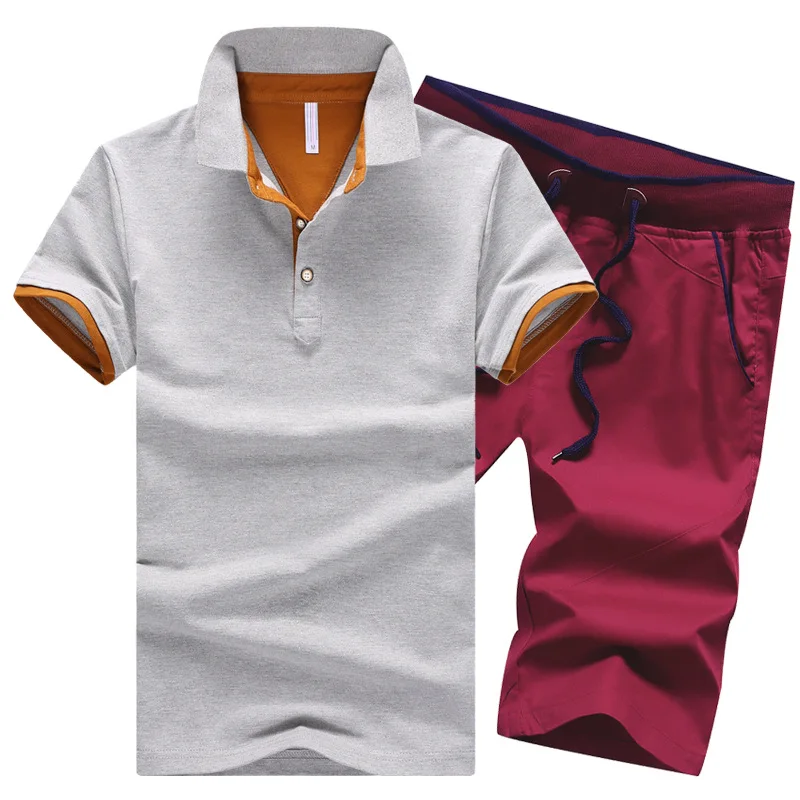 Male-Solid-Fitness-Sets-Button-Turn-Down-Summer-Shirts-Moletom-Cotton-Mens-Shorts-Knee-Length-Clothes (1)