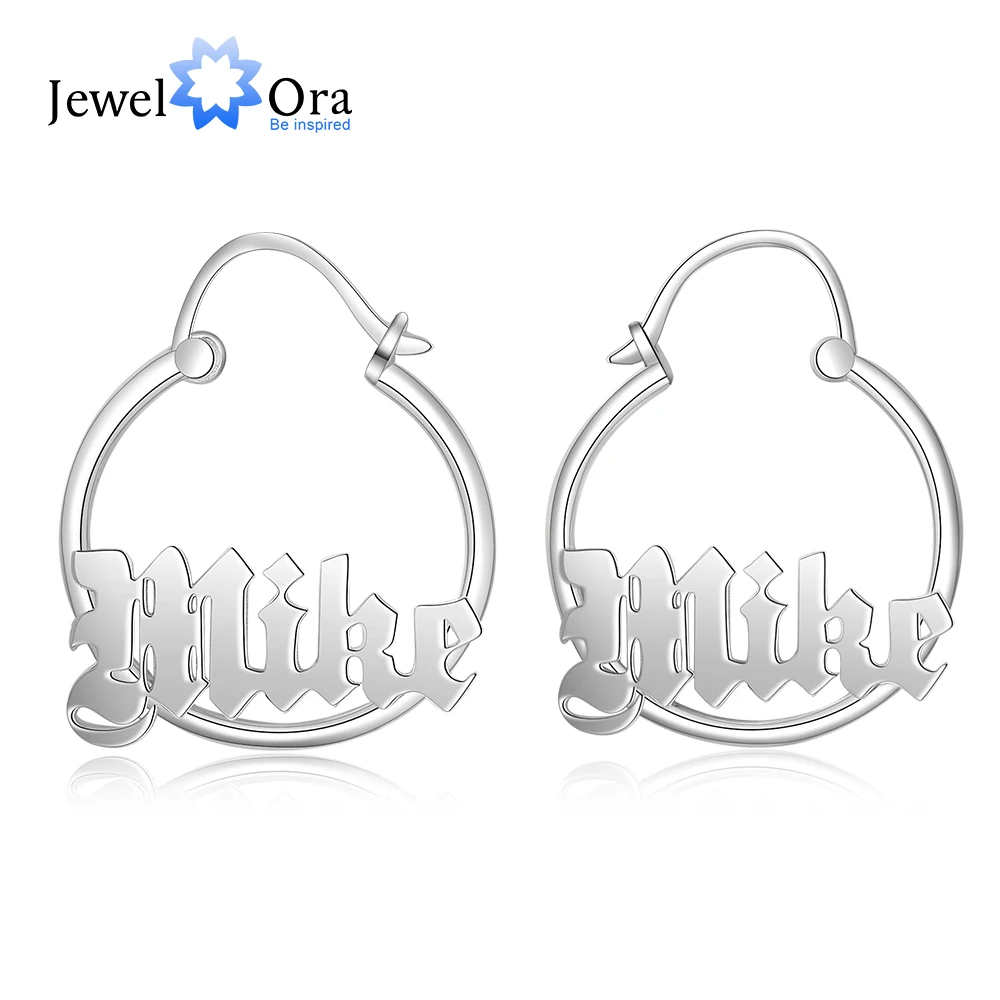 

925 Sterling Silver Personalized Name Earrings for Women Customized Circle Hoop Earrings Fine Jewelry Gifts for Girls