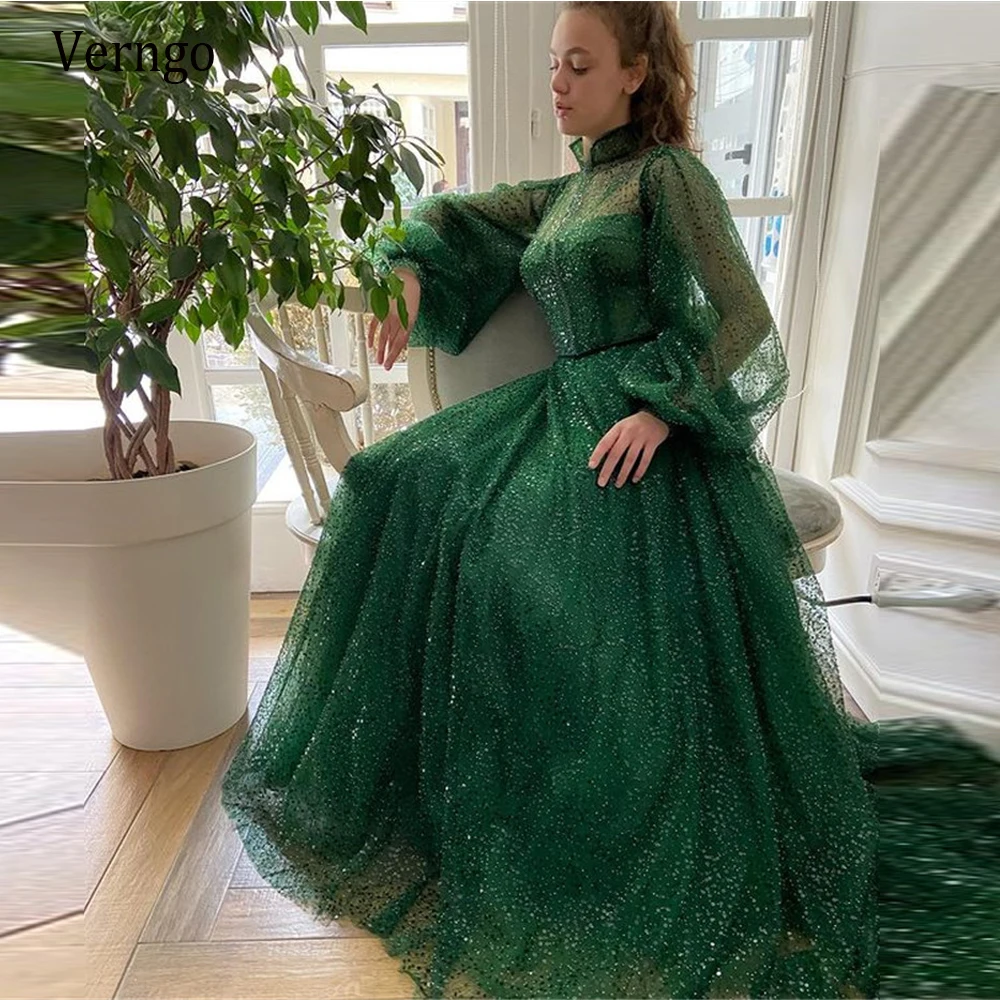 Verngo Vintage Dark Green Sequin Tulle 