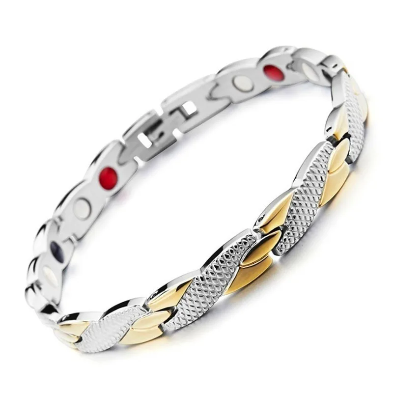 Мужской магнитный терапевтический браслет, браслеты из титанового сплава, креативные магниты в виде дракона для здоровья, мужские и женские Парные браслеты - Окраска металла: Silver gold