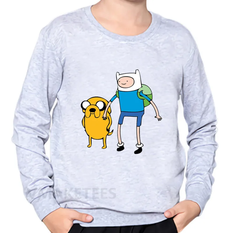 Детские толстовки с изображением Финна из Adventure Time and Jake с мультяшным принтом Толстовка для маленьких мальчиков и девочек детские топы, забавная одежда для малышей KYT5200 - Цвет: 5200B-Gray