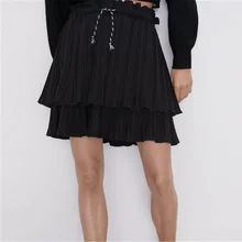 Новинка, Весенняя женская юбка, модная, маленькая, плиссированная, Мини юбка, бохо, женская сексуальная черная юбка, вечерние, подарок