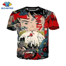 Аниме 3d принт комиксов Акира футболка уличная топы мультфильм рок для мужчин и женщин модная футболка Harajuku Детские рубашки homme футболка A170