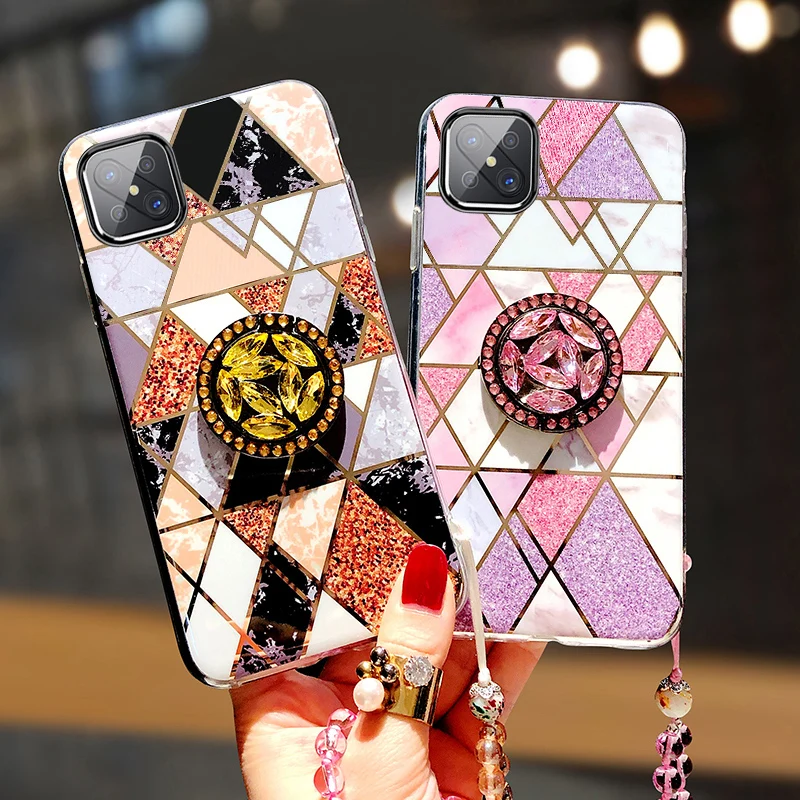 Signalshin с кольцом-держателем Золотой Край Покрытие мрамор чехол для iPhone 12 11 Pro XS MAX XR