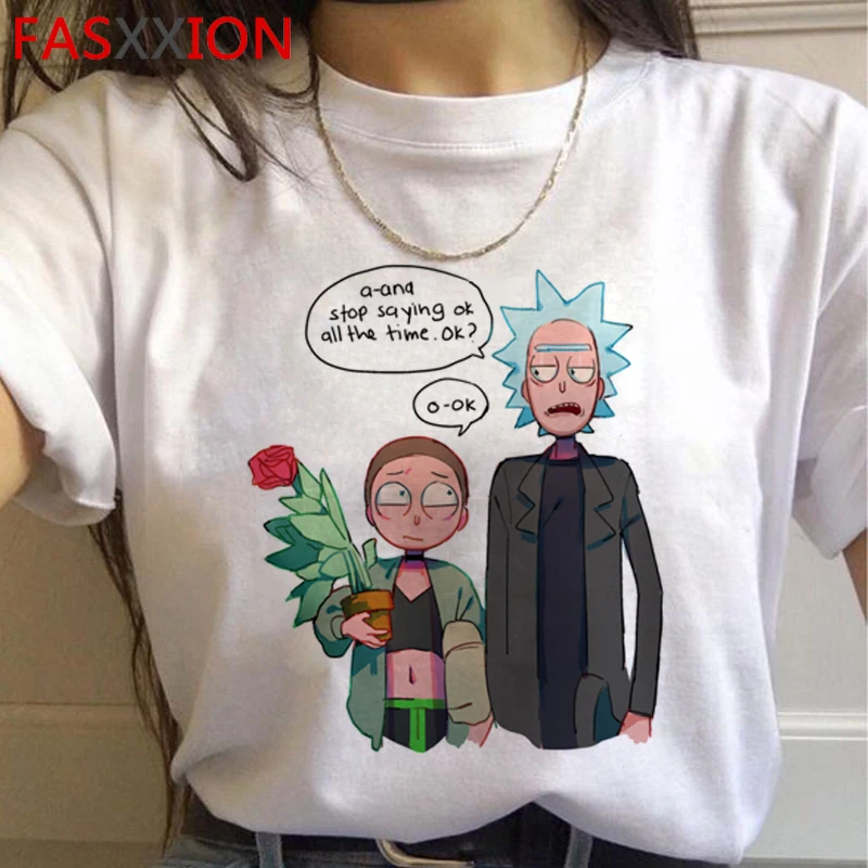 Rick and Morty Funny Cartoon Harajuku T Shirts Women Ricky N Morty Ullzang T-shirts Grunge 90s Tshirts Aesthetic Top Tees Female