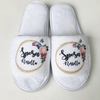 

1pairs customized Anniversary Engagement wedding proposal personalized hen party gifts bride to be Bridesmaid gift slippers