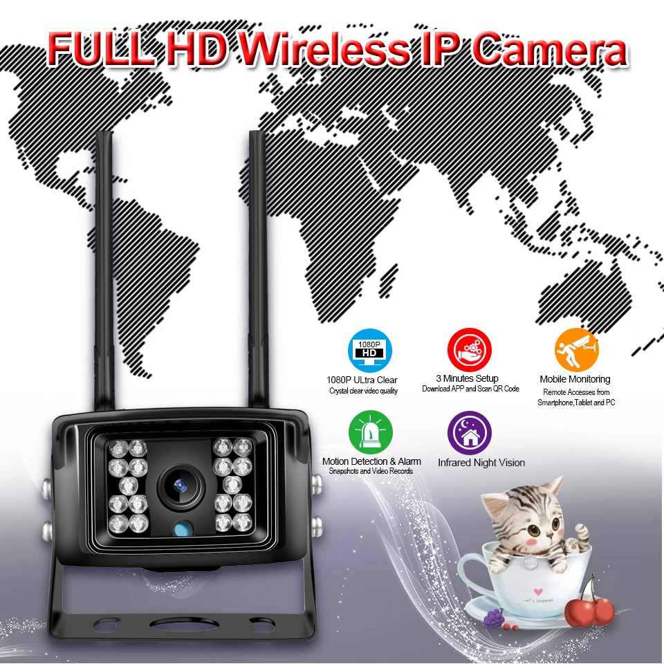 

HD 1080P 4G SIM Card WIFI IP Camera Outdoor Waterproof Security Camera Wifi/4G For Car / Home With Motion Detect & SD Card Slot