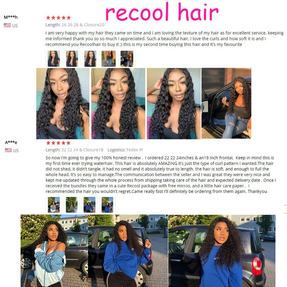 Recool бразильские волнистые пряди для волос с закрытием HD прозрачные кружевные