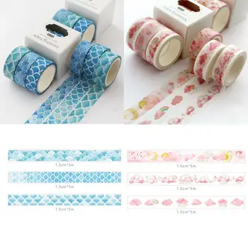 

Multicolor 3 Pcs Decorative Tape and Paper Tape DIY Sticker Portable Adhesive Sticky Lovely Japan Masking Scrapbooking