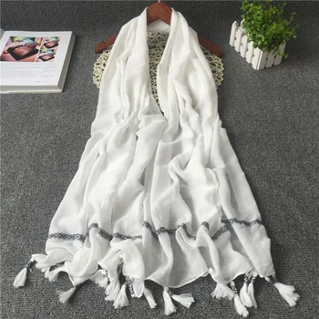 

2020 Spring And Summer New Style Versitile Fashion Sun-resistant Silk Scarves Cotton Linen Solid Color Scarf Shawl luxury brand