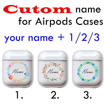 

DIY Name Custom Design Case Cover for Airpods Flower Customized Transparent Headphone Hard Case for Bluetooth Earphone Airpods