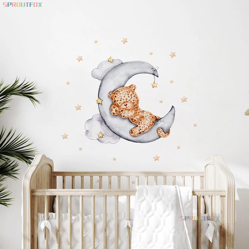 Rabbit Wall Stickers For Children's Room Decorative Vinyl Bear Wall Stickers For Kids Rooms Animal Pattern Wall Stickers Child