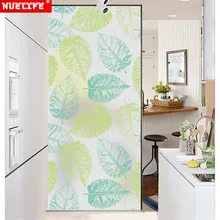 Без клея, Электростатическая стеклянная наклейка, оконная бумага, непрозрачная матовая пленка, украшение для ванной комнаты, сад, креативный узор с листьями вен