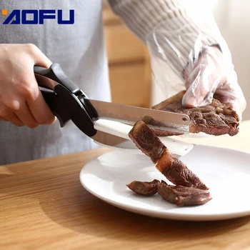 

2 In 1 Utility Cutter Scissors Knife Kitchen Board Stainless Steel Ourdoor Steel Ourdoor Smart Vegetable Scissor Kitchen Knife
