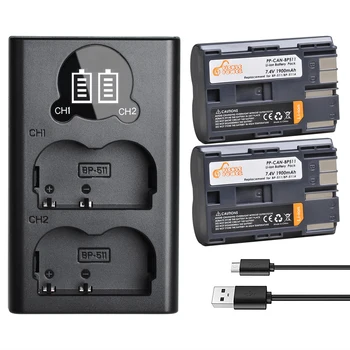 

2 Pcs BP-511 Battery BP-511A BP511 BP511A Battery for Canon G6 G5 G3 G2 G1 300D 50D 40D 30D 20D 5D MV300i Digital Camera