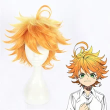 

FAKUNTN Emma Wig Short Golden Gradient Dark Yellow Wig Anime The Promised Neverland Cosplay Hair Synthetic Cosplay Wig 40cm