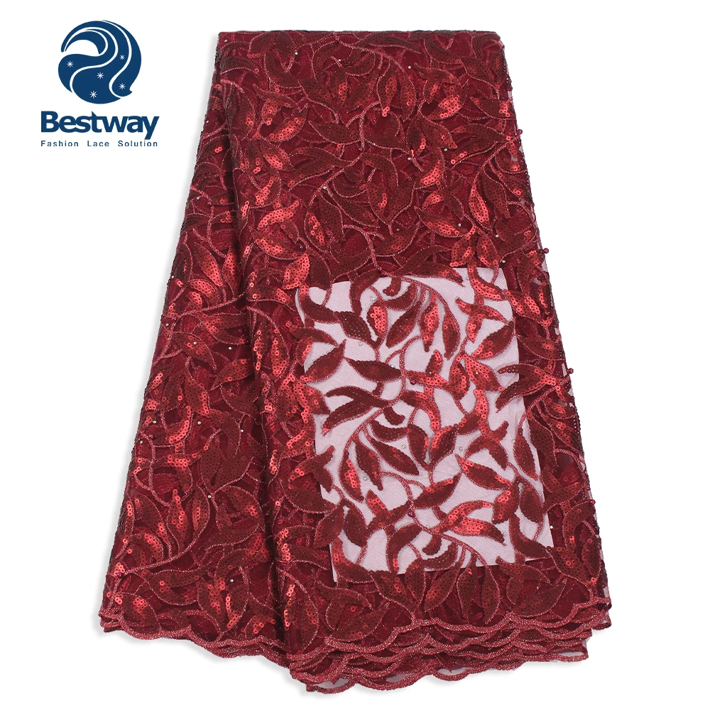 Bestway блестки высокого качества кружевная ткань французский Тюль сетчатая