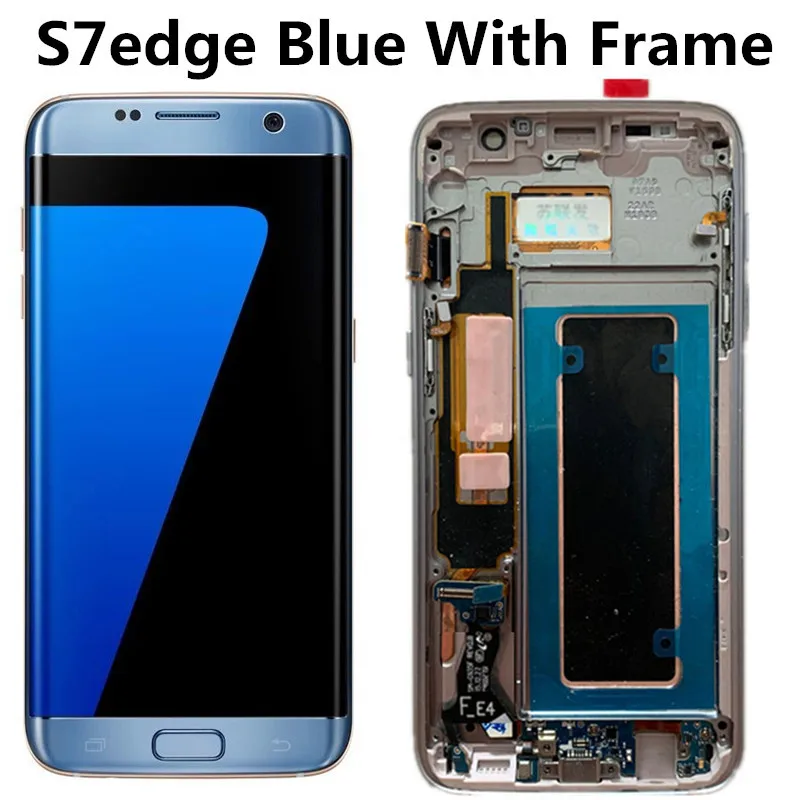 5,5 ''дисплей с ЖК-экраном с рамкой для SAMSUNG Galaxy S7 edge G935 G935F кодирующий преобразователь сенсорного экрана в сборе - Цвет: Blue With Frame