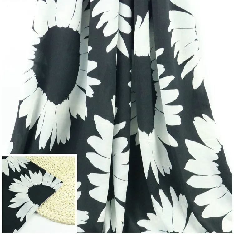 Подсолнух 75D шифон цифровая печать ткань модная женская одежда рубашка ткань с фабрики