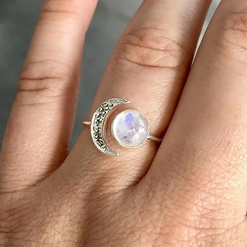 Bague Ringen 925 Серебряное Ювелирное кольцо для женщин лунный камень подарки на свадьбу и день рождения Юбилей открытие регулируемые Вечерние