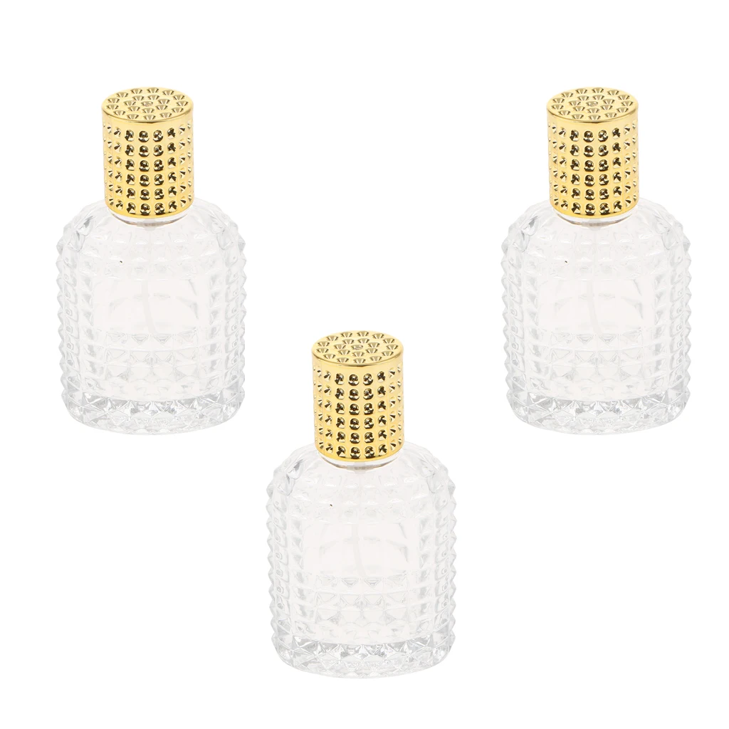 3x Pineapple Glass Perfume Bottle Essential Oils Bottle Container Gold 50ml