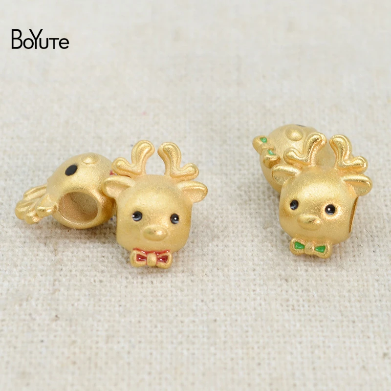 

Матовые позолоченные бусины-разделители BoYuTe (10 шт./лот) в форме оленя, бусины ручной работы из бисера, аксессуары для ювелирных изделий «сделай сам»