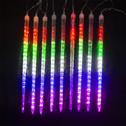 Guirlande lumineuse LED imperméable à 8 tubes de pluie de météores, 30/50cm, décorations d'arbre de noël pour la maison, pour l'extérieur et le nouvel an 