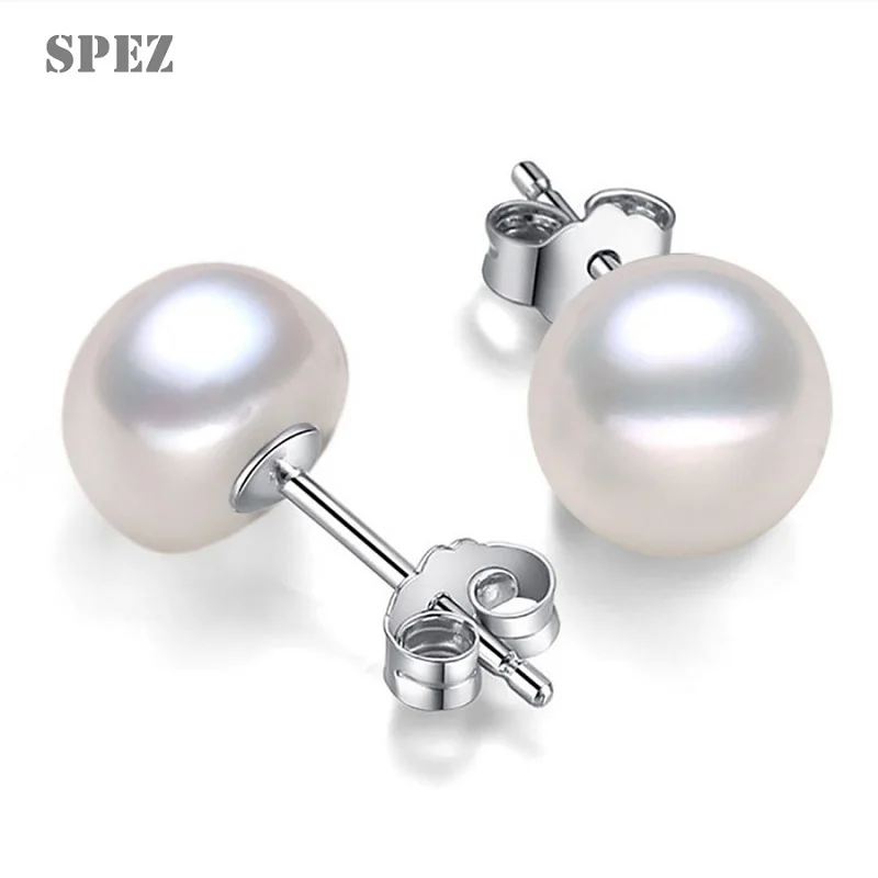 

Natural freshwater Pearl Stud earrings High Quality 925 Sterling silver jewelry for women Gift fashion earrings SPEZ