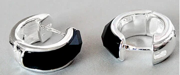 824 +++925 Sterling Silver Jewelry Inlay 18mm Faceted Natural Black Agate Stud Earrings | Украшения и аксессуары