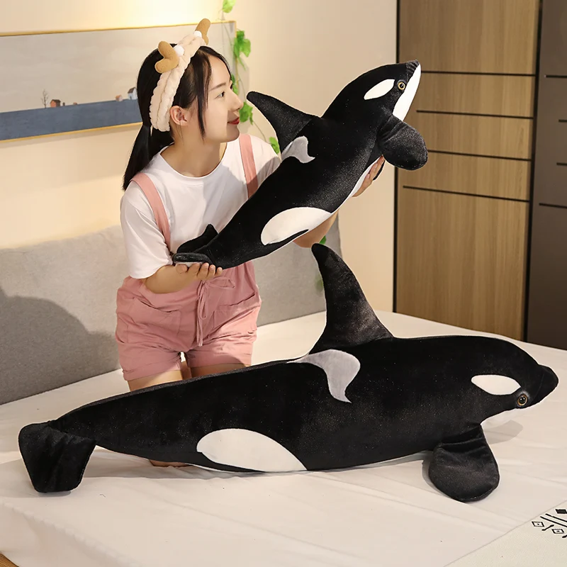 

50/75CM Simulation Killer Whale Plush Toys Stuffed Ocean Animal Orcinus Orca Doll Soft Sleep Pillow Kids Girls Baby Funny Gift