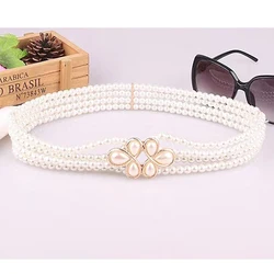Elegant Pearl Waist Chain Fashion Inlaid Crystal Flower Belt Dress Caftan Belt Pearl Body Chain Jewelry