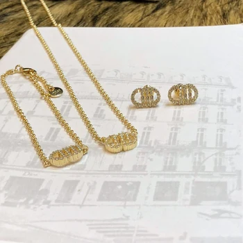 

C1447 C1452 C1655 Women's new fashioned old brass heart inlaid with A zircon tassel drop letters character bamboo chain necklace