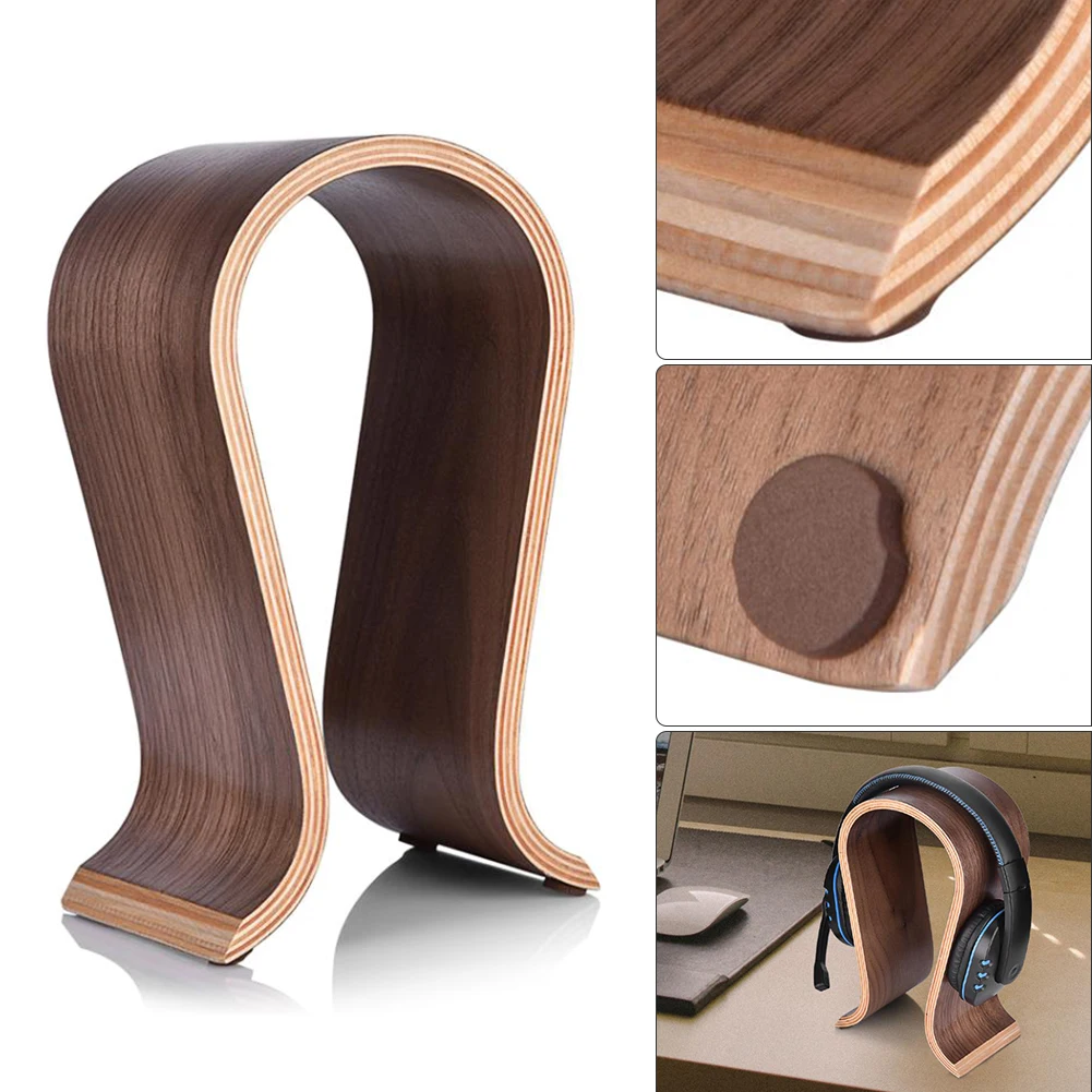 Wood Headphone Stand Wooden Brich Headphones Display Stand Wood Headset Holder Desk Display Hanger For All Headphone Size