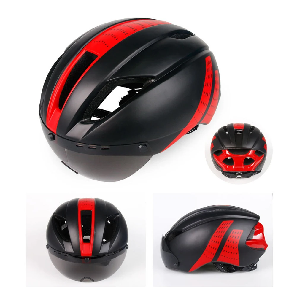 

Mountain road bike men and women's outdoor cycling helmet integrated formation with goggles helmet